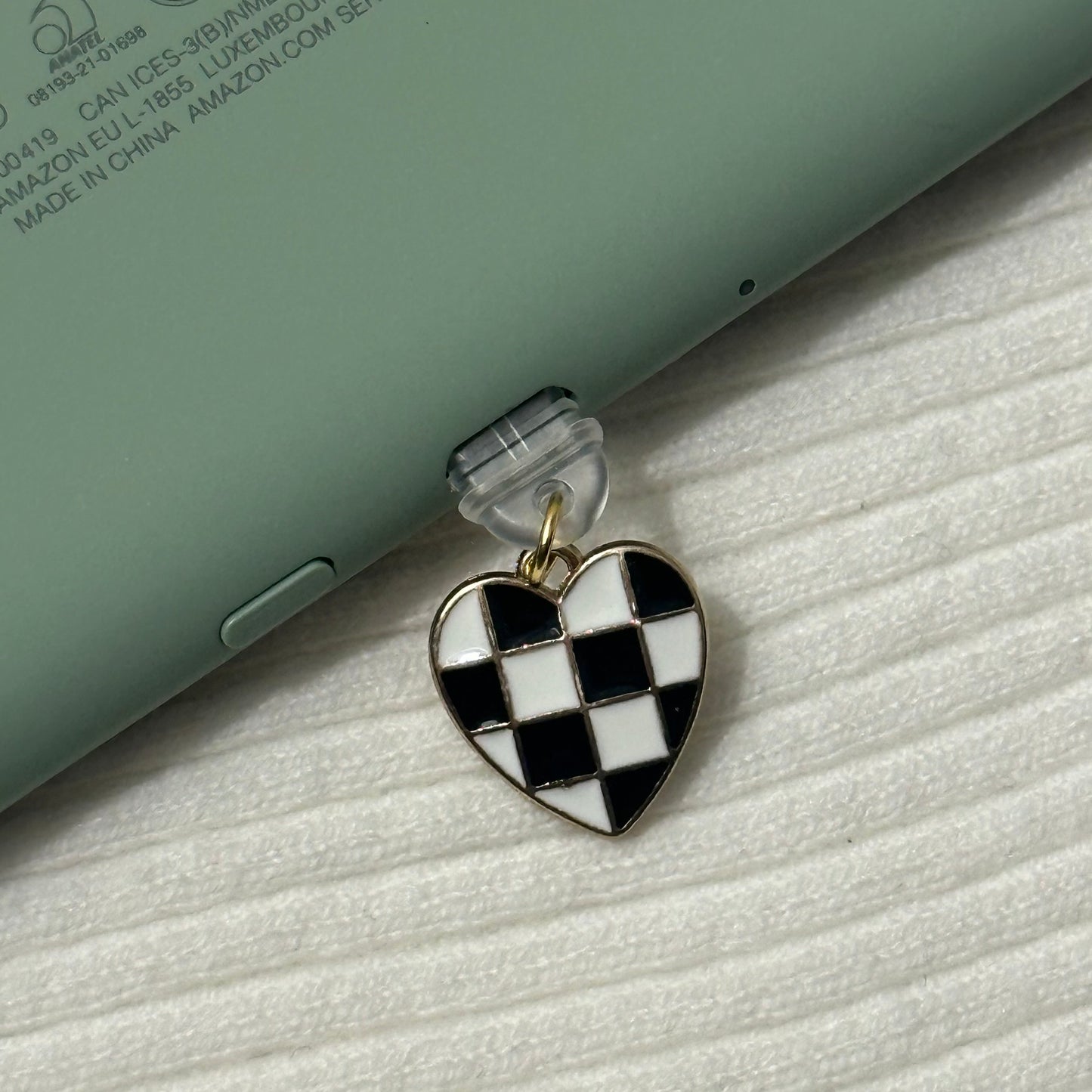 Checkered Heart Charm