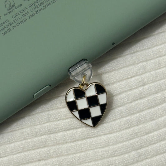Checkered Heart Charm
