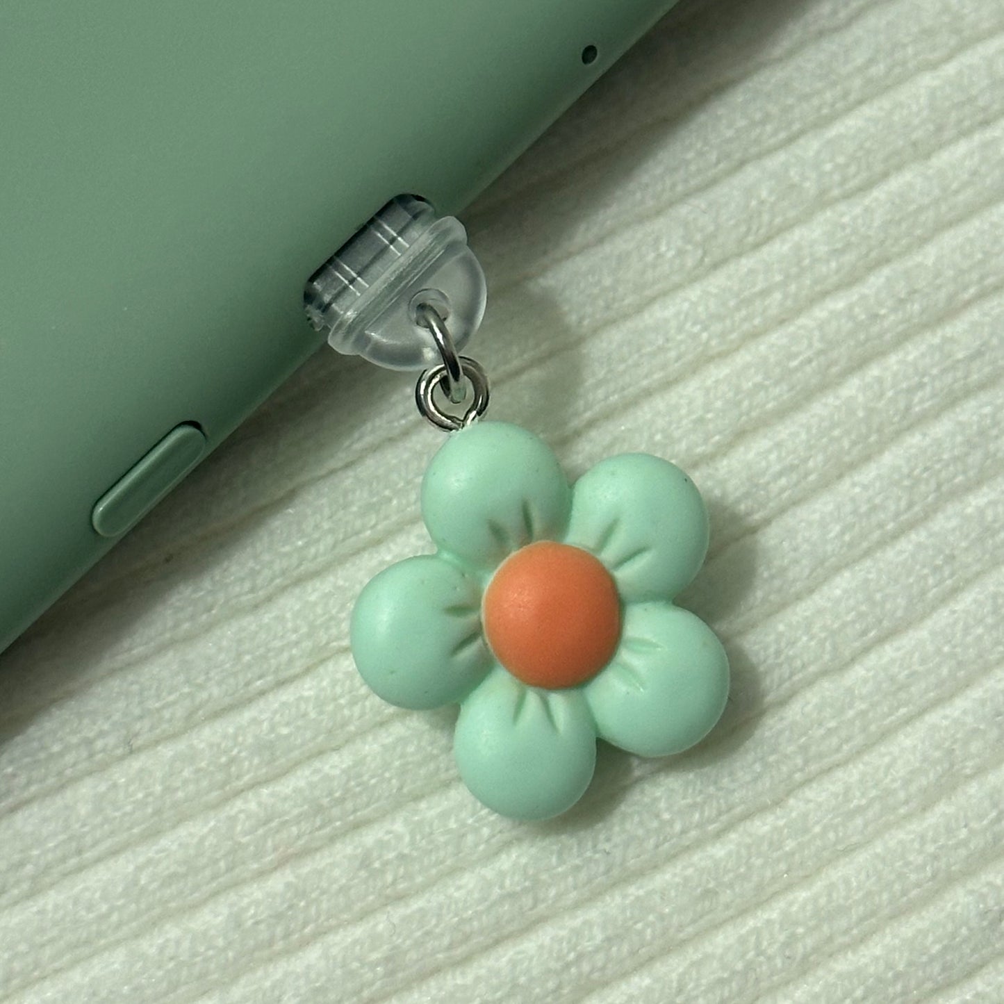 Mint Green/Orange Flower Charm